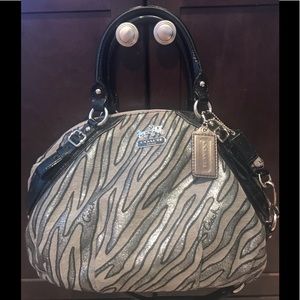 Coach Madison Sophia Lurex Zebra Leather Trim Bag